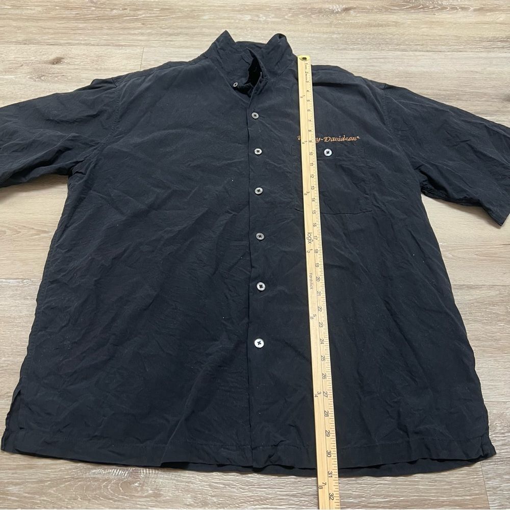 Harley Davidson Embroidered Shirt Mens Size XXL Black Vintage SILK RARE - Picture 3 of 9
